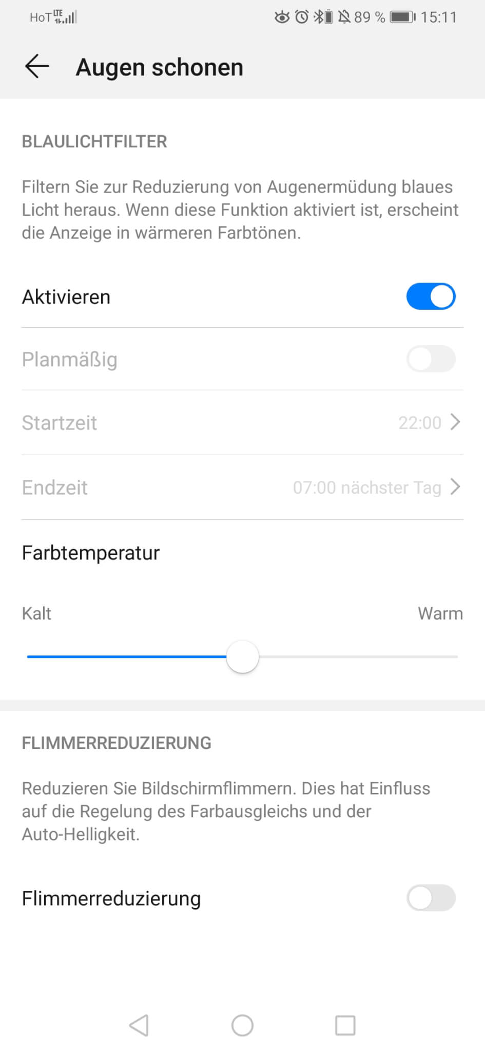 Huawei P30 Pro Augen schonen