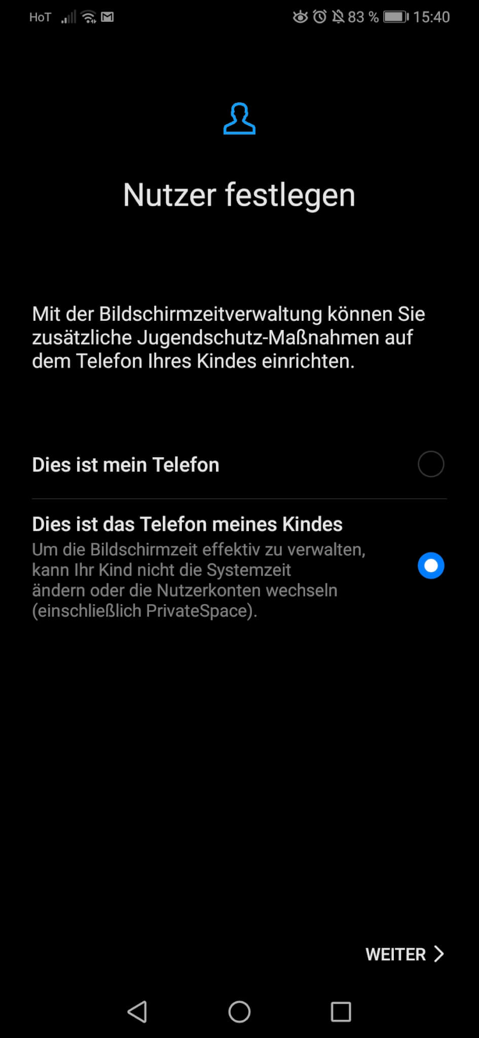 Huawei P30 Pro Bildschirmzeitverwaltung (eigene Abbildung)